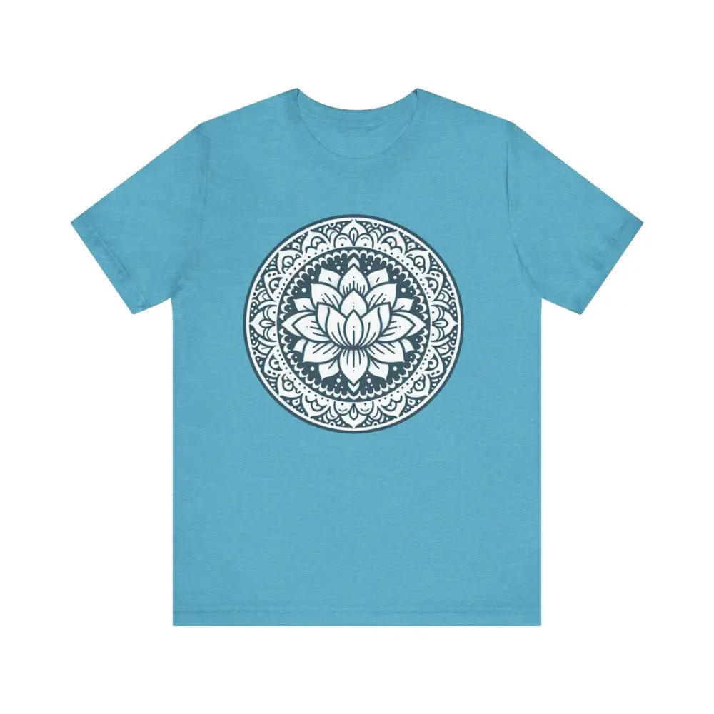 Mandala Lotus Unisex Jersey Short Sleeve Yoga Tee - Heather Aqua / S - T-Shirt