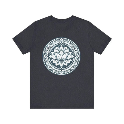 Mandala Lotus Unisex Jersey Short Sleeve Yoga Tee - Heather Navy / S - T-Shirt