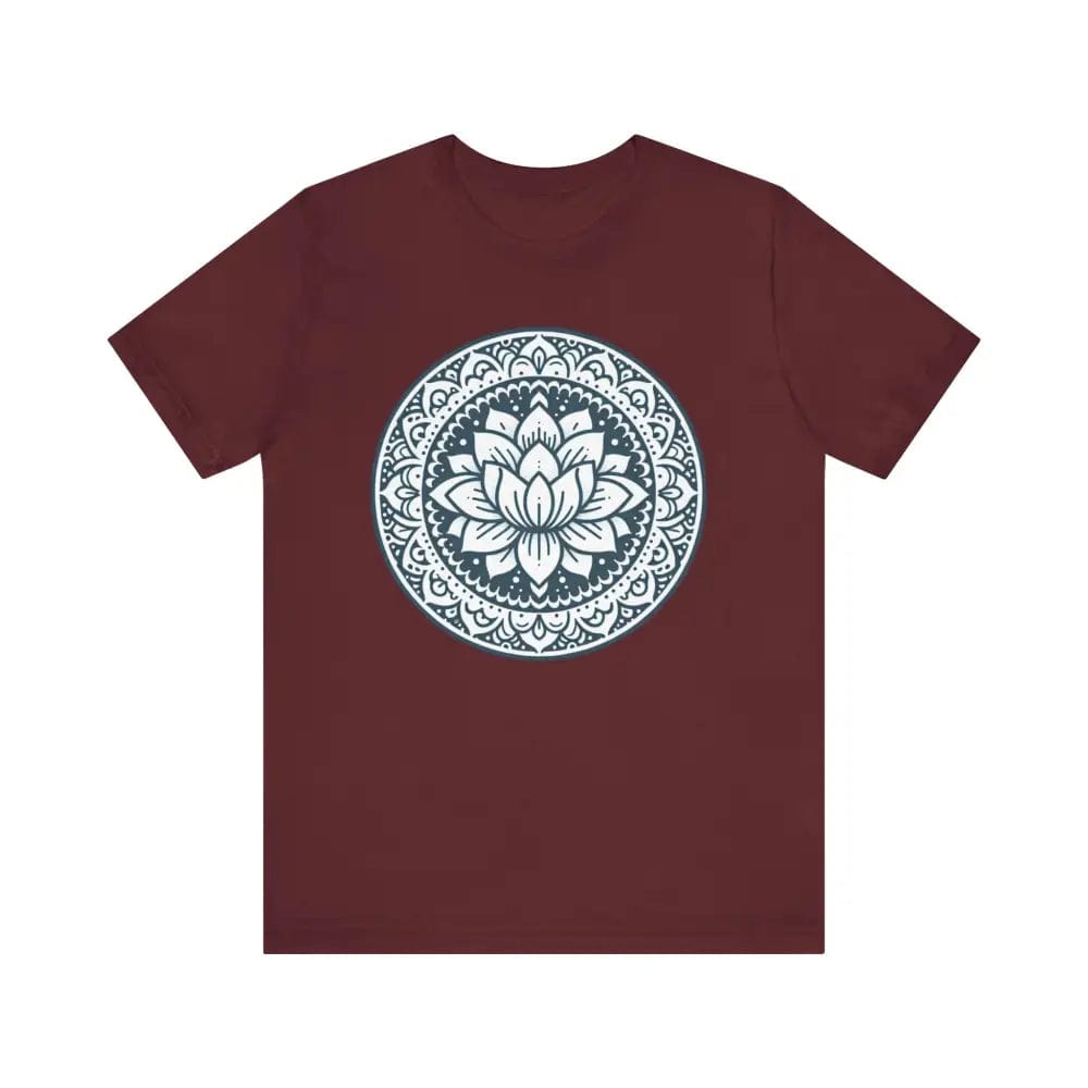 Mandala Lotus Unisex Jersey Short Sleeve Yoga Tee - Maroon / S - T-Shirt