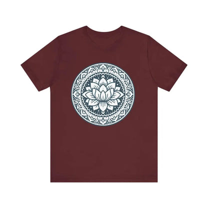 Mandala Lotus Unisex Jersey Short Sleeve Yoga Tee - Maroon / S - T-Shirt