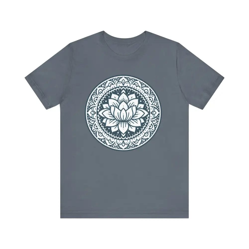 Mandala Lotus Unisex Jersey Short Sleeve Yoga Tee - Steel Blue / S - T-Shirt