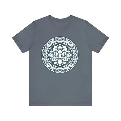 Mandala Lotus Unisex Jersey Short Sleeve Yoga Tee - Steel Blue / S - T-Shirt