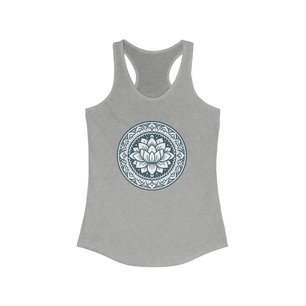 Mandala Lotus...Women’s Ideal Racerback Tank - Heather Grey / XS - Tank Top