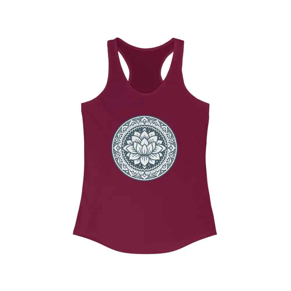 Mandala Lotus...Women’s Ideal Racerback Tank - Solid Cardinal Red / XS - Tank Top