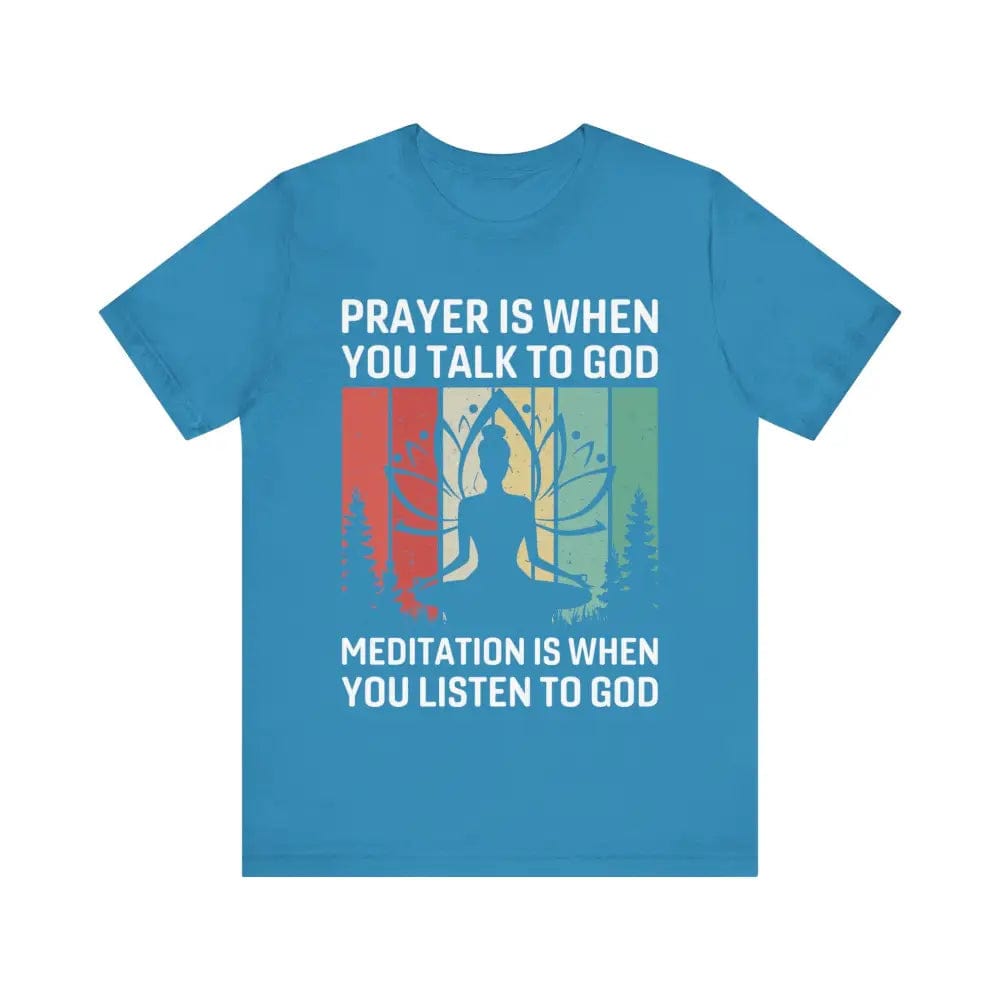 Meditation is when..Unisex Jersey Short Sleeve Yoga Tee - Aqua / S - T-Shirt