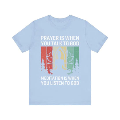 Meditation is when..Unisex Jersey Short Sleeve Yoga Tee - Baby Blue / S - T-Shirt