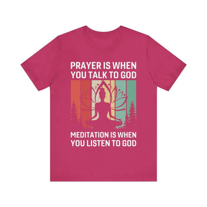 Meditation is when..Unisex Jersey Short Sleeve Yoga Tee - Berry / S - T-Shirt