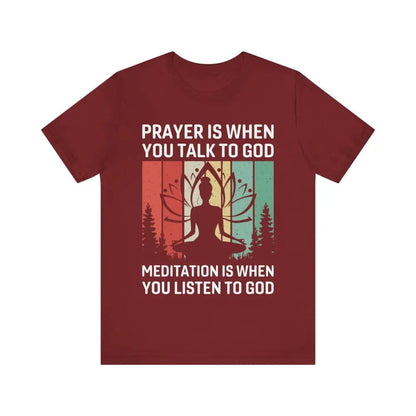 Meditation is when..Unisex Jersey Short Sleeve Yoga Tee - Cardinal / S - T-Shirt