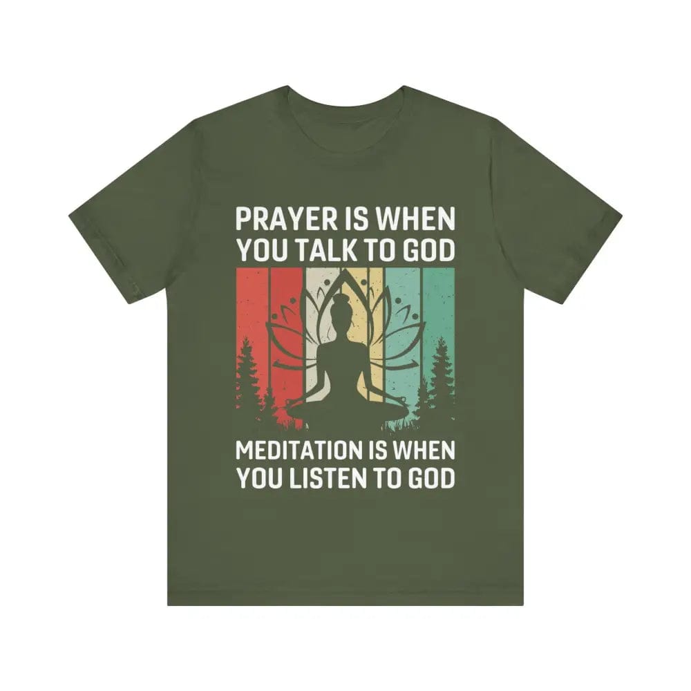 Meditation is when..Unisex Jersey Short Sleeve Yoga Tee - Military Green / S - T-Shirt