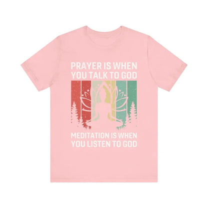 Meditation is when..Unisex Jersey Short Sleeve Yoga Tee - Pink / S - T-Shirt