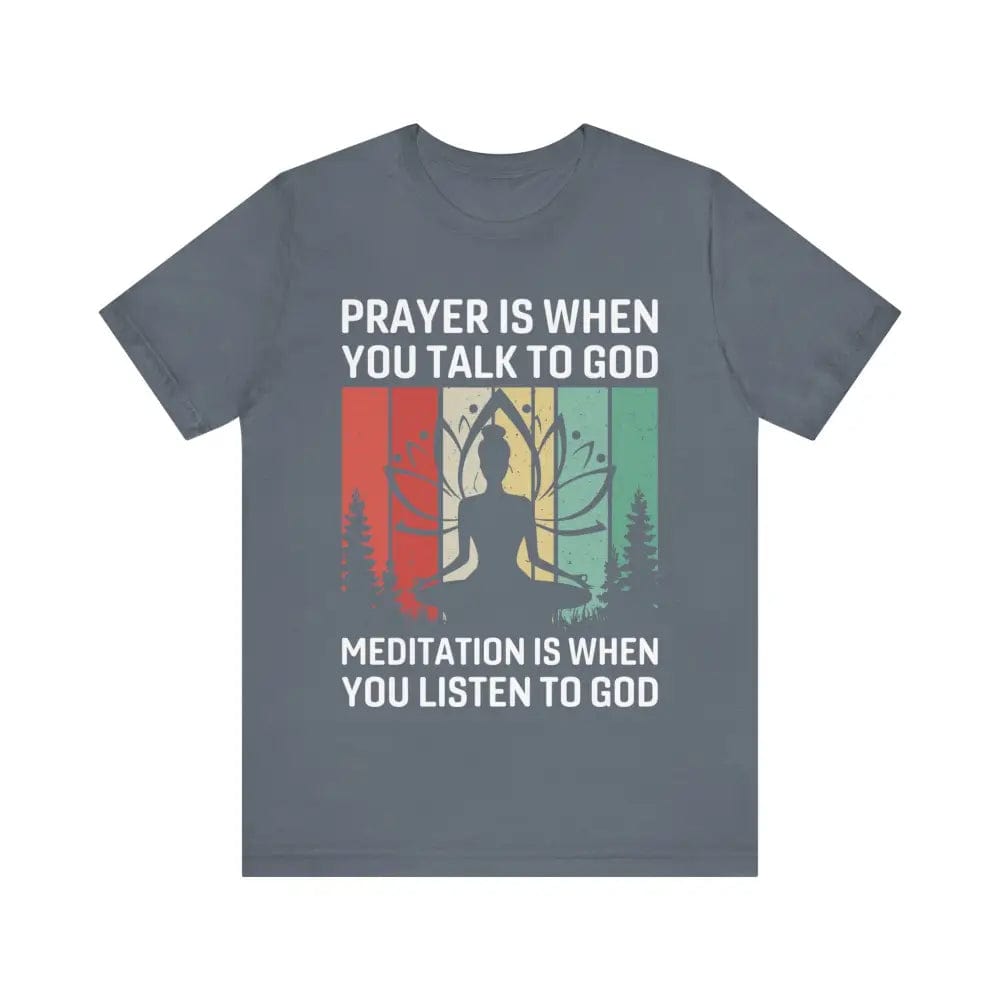 Meditation is when..Unisex Jersey Short Sleeve Yoga Tee - Steel Blue / S - T-Shirt