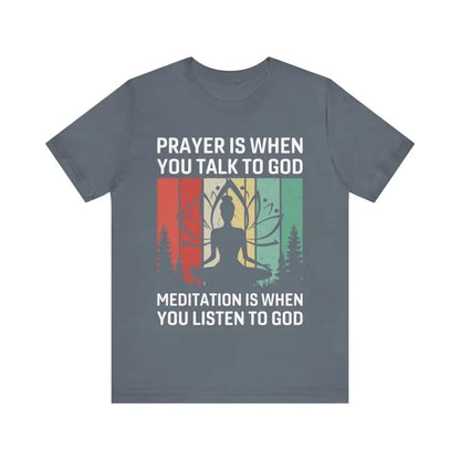 Meditation is when..Unisex Jersey Short Sleeve Yoga Tee - Steel Blue / S - T-Shirt