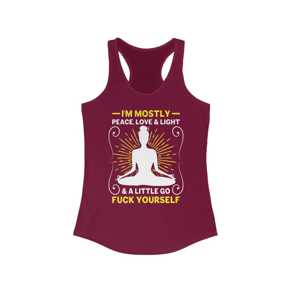 Mostly Peace Love and Light Women’s Ideal Racerback Tank - Solid Cardinal Red / XS - Tank Top