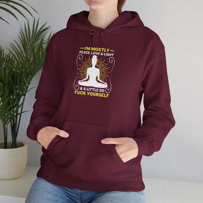 Mostly Peace Love Unisex Heavy Blend™ Hooded Sweatshirt - Maroon / S - Hoodie