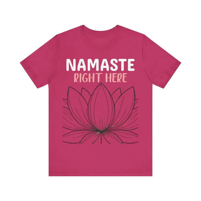 Namastay Right Here Unisex Jersey Short Sleeve Yoga Tee - Berry / S - T-Shirt