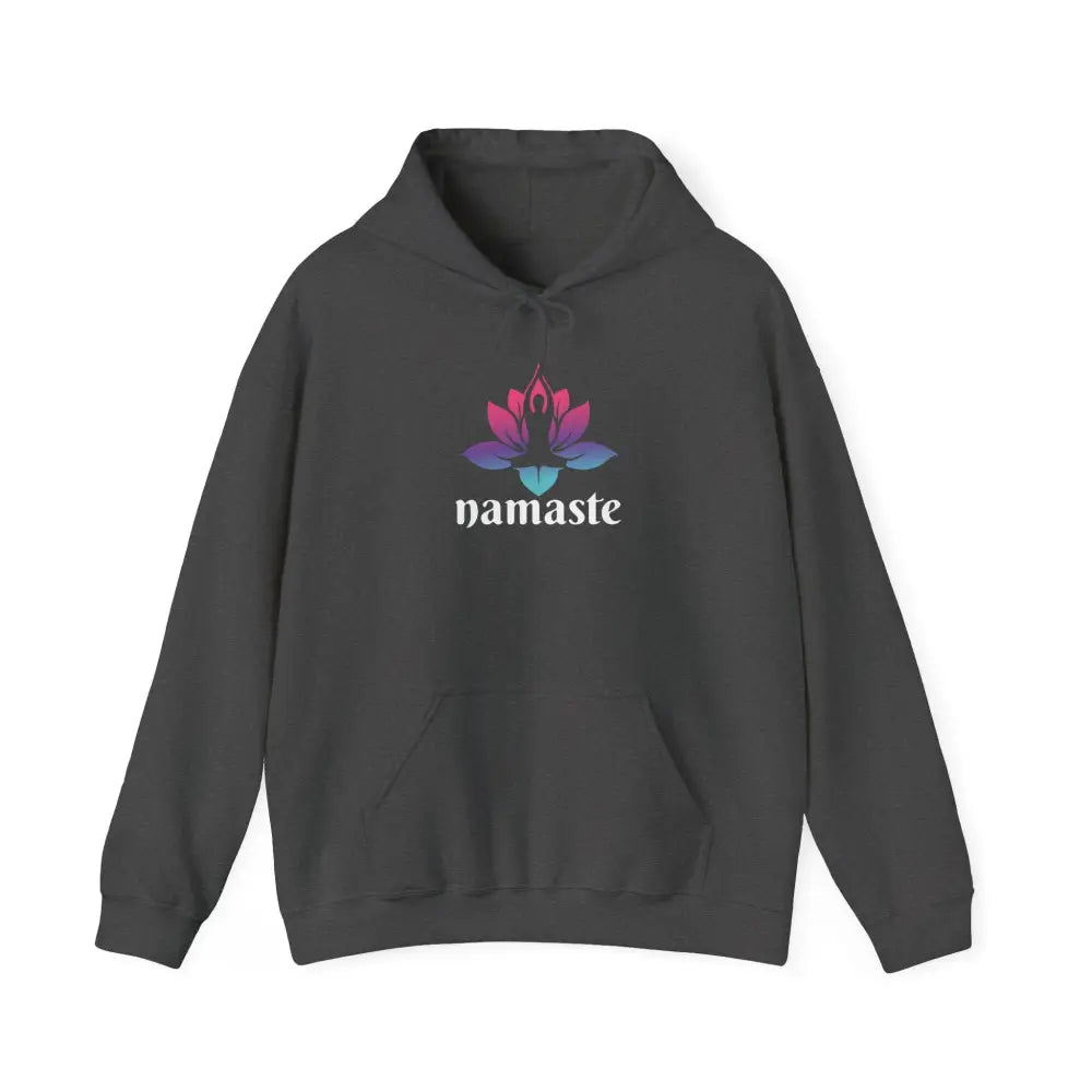 Namaste Lotus Hoodie — Yoga-Inspired Cozy Sweatshirt - S / Dark Heather - Hoodie