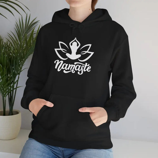Namaste Lotus Hoodie — Yoga Silhouette Sweatshirt - S / Black - Hoodie