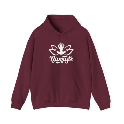 Namaste Lotus Hoodie — Yoga Silhouette Sweatshirt - S / Maroon - Hoodie