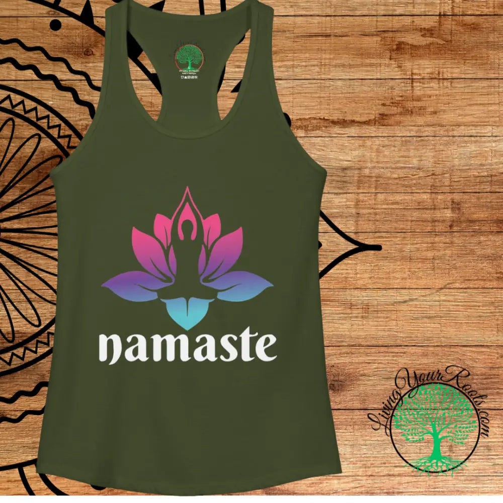 Namaste Lotus Racerback Tank Women’s Yoga Tank Top - Tank Top