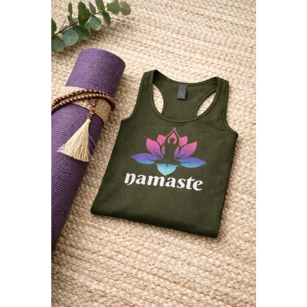 Namaste Lotus Racerback Tank Women’s Yoga Tank Top - Tank Top
