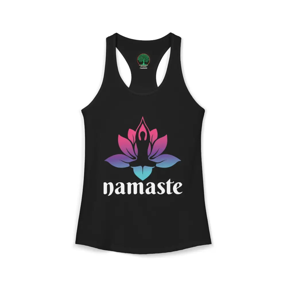 🧘‍♀️Namaste Lotus 🪷 Racerback Tank Women’s Yoga Tank Top - XS / Solid Black - Tank Top