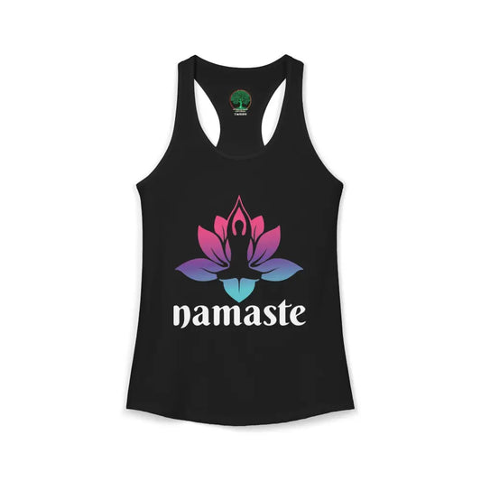 🧘‍♀️Namaste Lotus 🪷 Racerback Tank Women’s Yoga Tank Top - XS / Solid Black - Tank Top