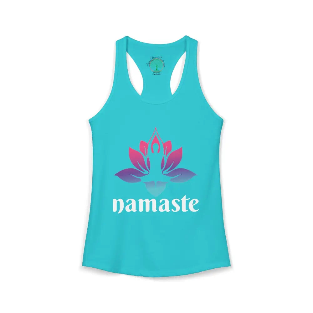 🧘‍♀️Namaste Lotus 🪷 Racerback Tank Women’s Yoga Tank Top - XS / Solid Tahiti Blue - Tank Top