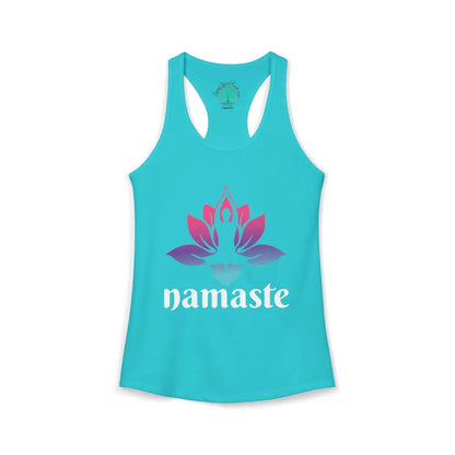 🧘‍♀️Namaste Lotus 🪷 Racerback Tank Women’s Yoga Tank Top - XS / Solid Tahiti Blue - Tank Top