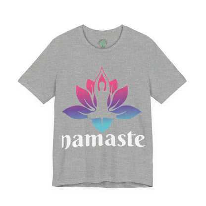 Namaste Lotus Tee — Yoga-Inspired Short Sleeve Shirt - Athletic Heather / S - T-Shirt