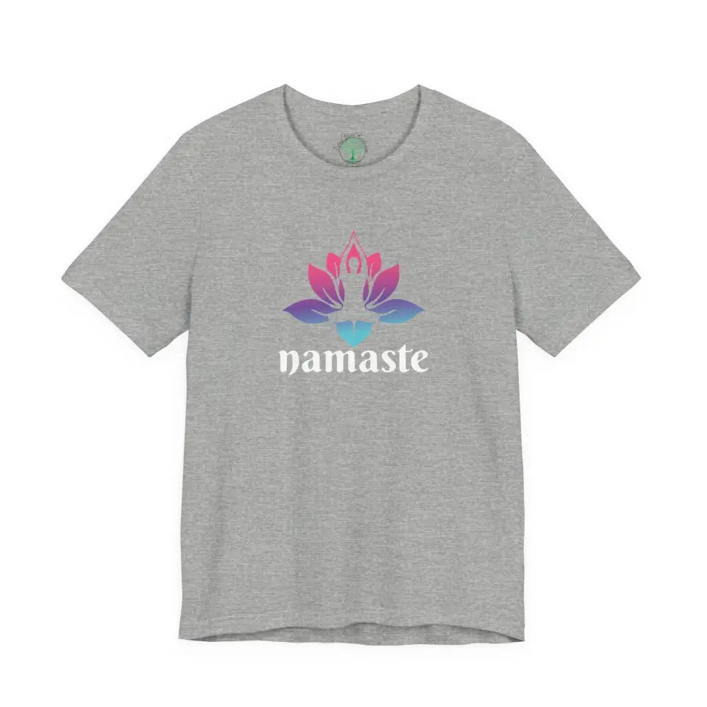 Namaste Lotus Tee, Yoga-Inspired Short Sleeve Shirt - Athletic Heather / S - T-Shirt