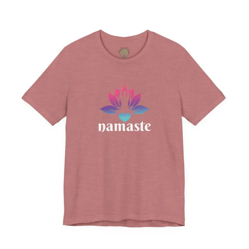 Namaste Lotus Tee, Yoga-Inspired Short Sleeve Shirt - Heather Mauve / M - T-Shirt