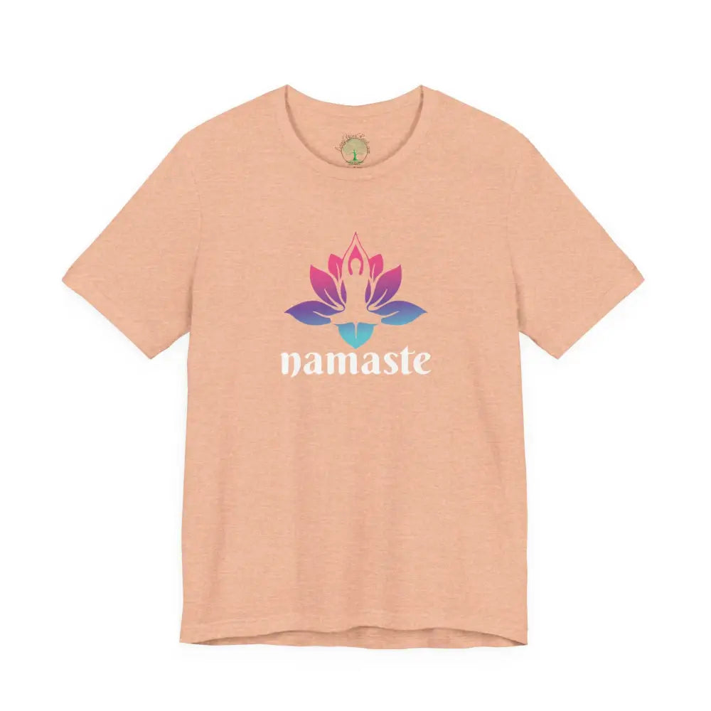 Namaste Lotus Tee, Yoga-Inspired Short Sleeve Shirt - Heather Peach / S - T-Shirt