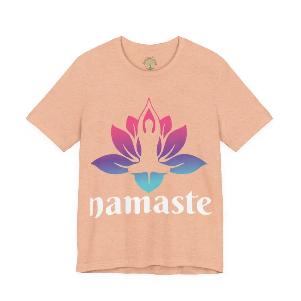 Namaste Lotus Tee — Yoga-Inspired Short Sleeve Shirt - Heather Peach / S - T-Shirt