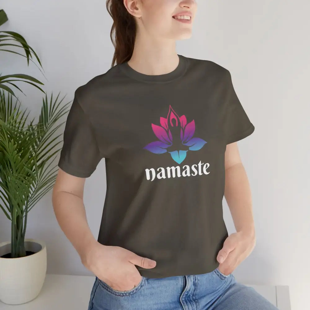 Namaste Lotus Tee, Yoga-Inspired Short Sleeve Shirt - T-Shirt