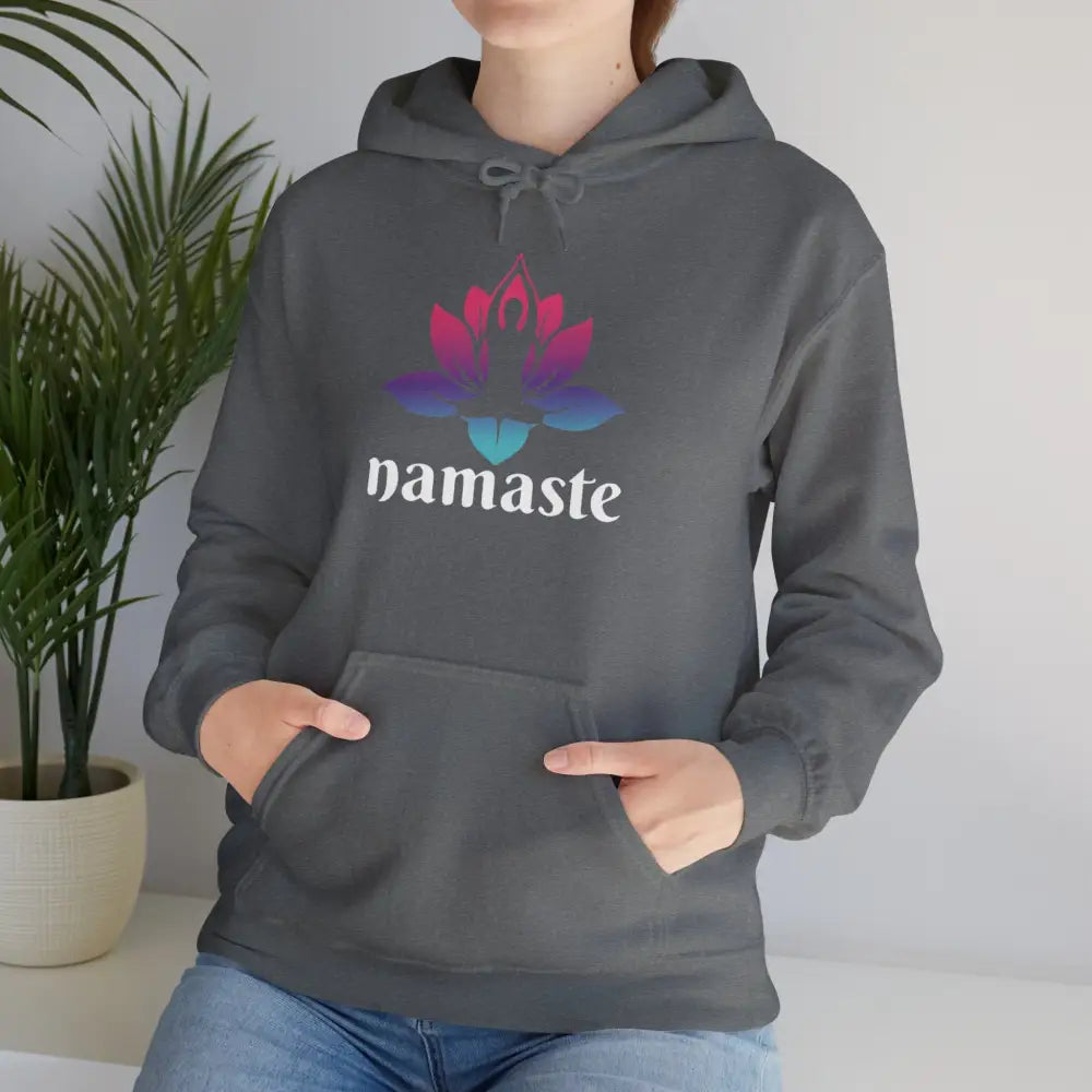 Namaste Lotus Unisex Heavy Blend™ Hooded Sweatshirt - Graphite Heather / S - Hoodie