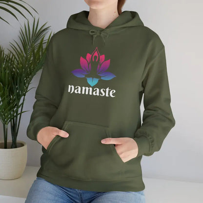 Namaste Lotus Unisex Heavy Blend™ Hooded Sweatshirt - Military Green / S - Hoodie