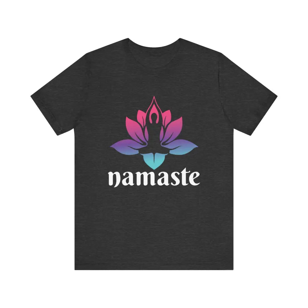 Namaste Lotus Unisex Jersey Short Sleeve Tee - Dark Grey Heather / S - T-Shirt