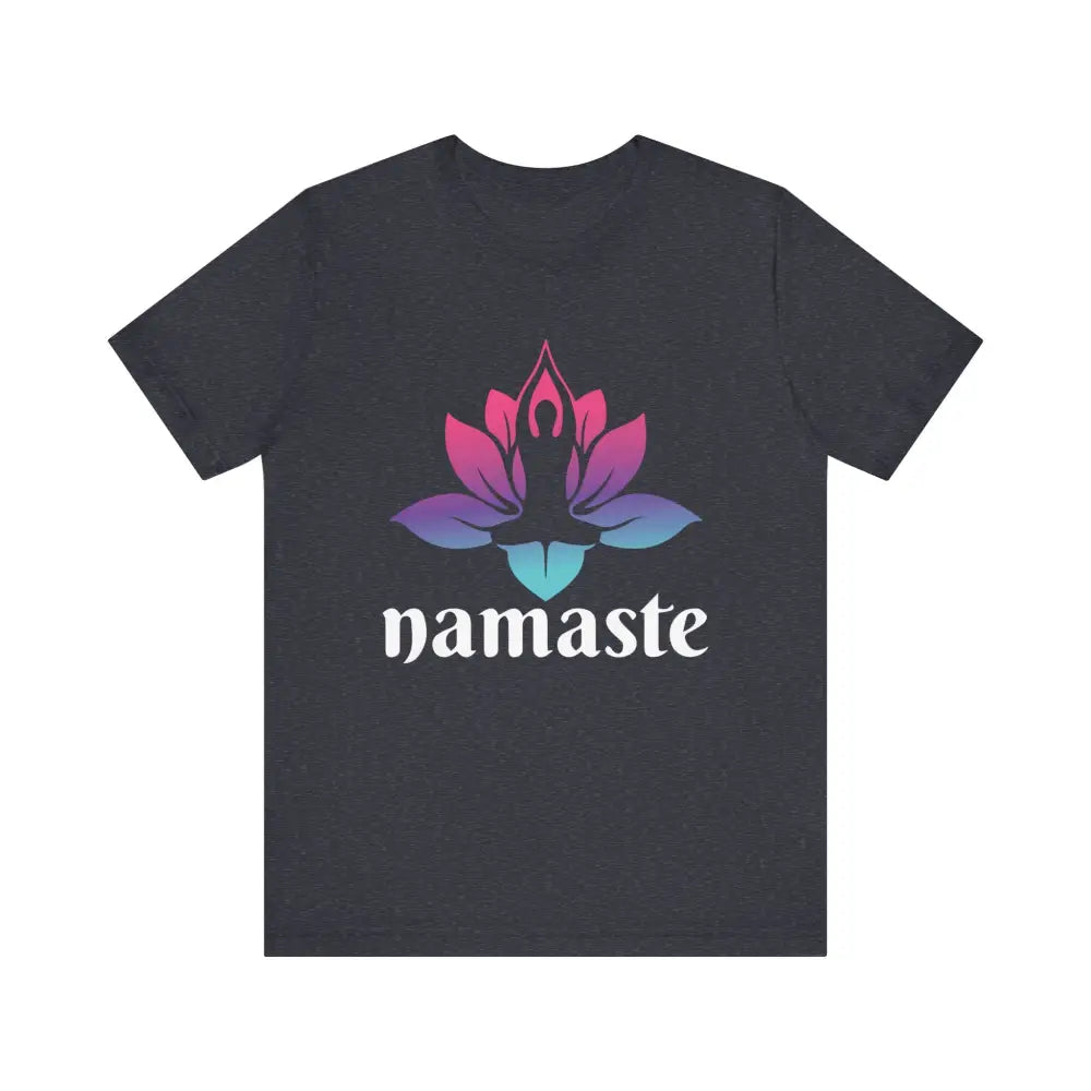 Namaste Lotus Unisex Jersey Short Sleeve Tee - Heather Navy / S - T-Shirt