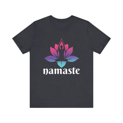 Namaste Lotus Unisex Jersey Short Sleeve Tee - Heather Navy / S - T-Shirt