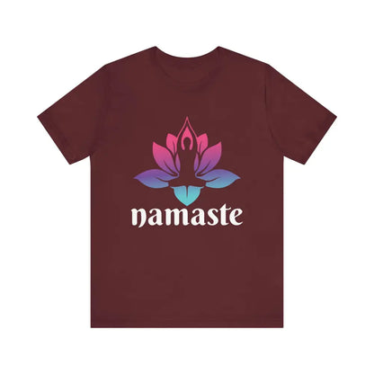 Namaste Lotus Unisex Jersey Short Sleeve Tee - Maroon / S - T-Shirt