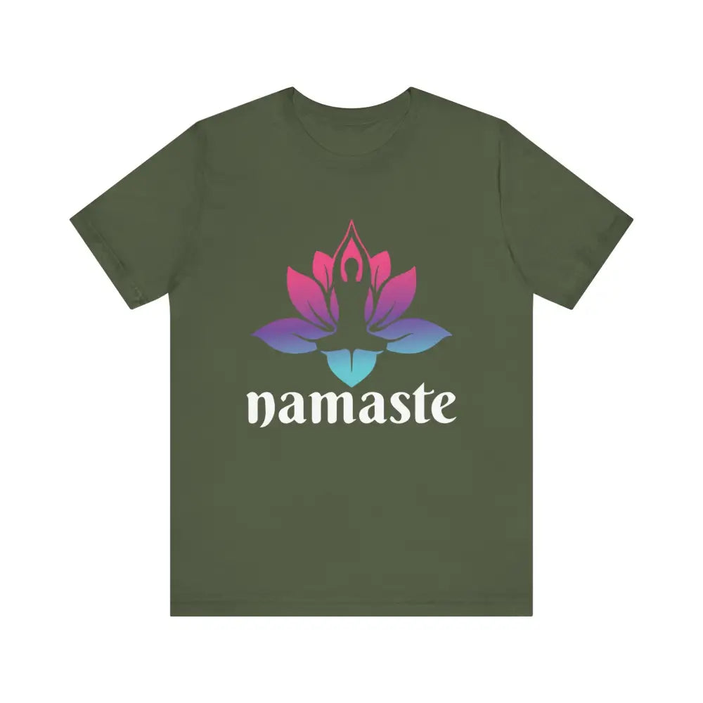 Namaste Lotus Unisex Jersey Short Sleeve Tee - Military Green / S - T-Shirt