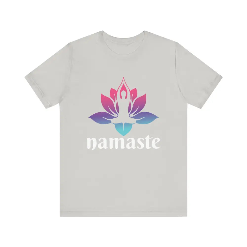 Namaste Lotus Unisex Jersey Short Sleeve Tee - Silver / S - T-Shirt