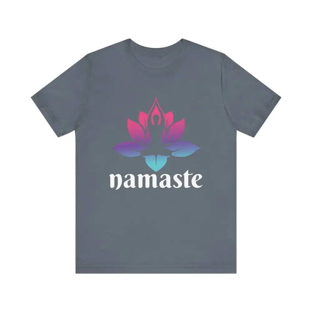 Namaste Lotus Unisex Jersey Short Sleeve Tee - Steel Blue / S - T-Shirt