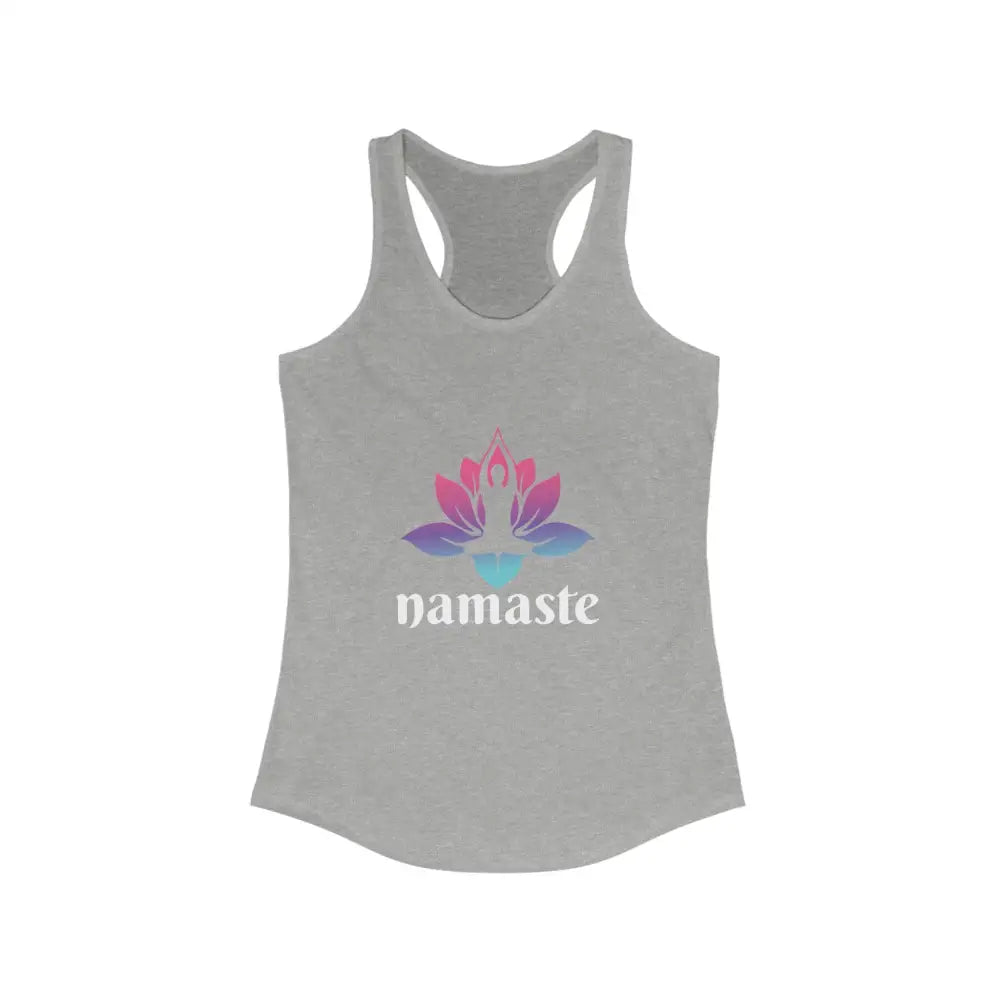 Namaste Lotus Women’s Ideal Racerback Tank - Heather Grey / XS - Tank Top