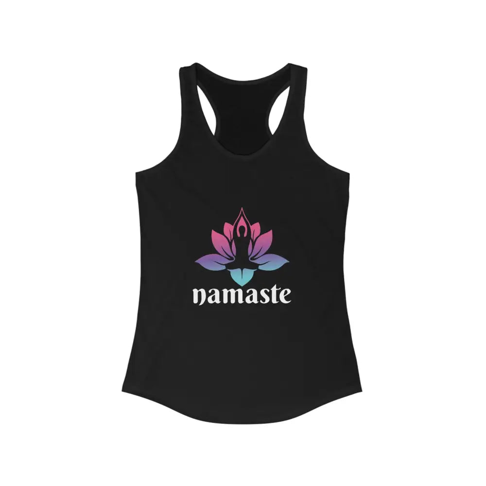 Namaste Lotus Women’s Ideal Racerback Tank - Solid Black / XS - Tank Top