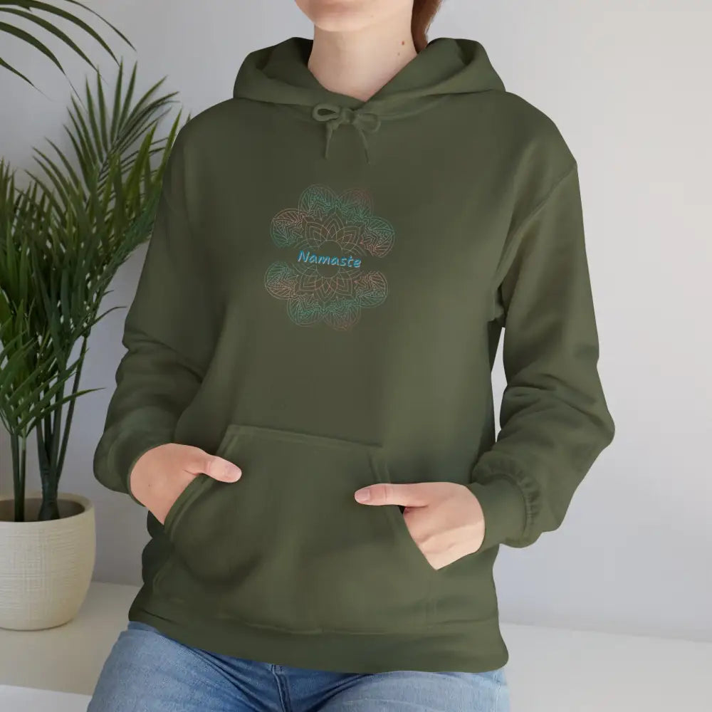 Namaste Mandala Heavy Blend™ Hooded Sweatshirt - Military Green / S - Hoodie