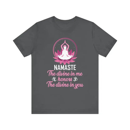 Namaste Unisex Jersey Short Sleeve Yoga Meditation Tee - Asphalt / S - T-Shirt