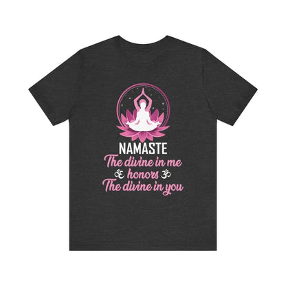 Namaste Unisex Jersey Short Sleeve Yoga Meditation Tee - Dark Grey Heather / S - T-Shirt