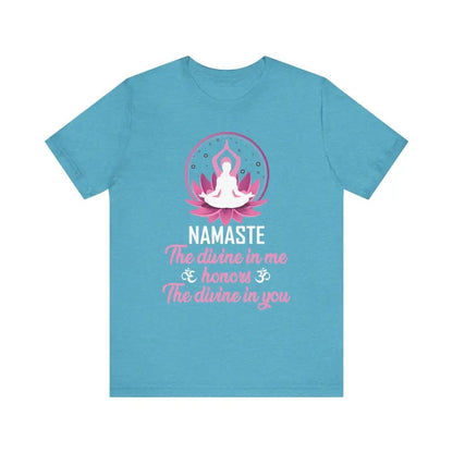 Namaste Unisex Jersey Short Sleeve Yoga Meditation Tee - Heather Aqua / S - T-Shirt