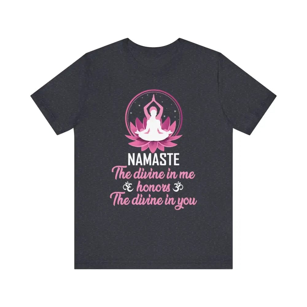 Namaste Unisex Jersey Short Sleeve Yoga Meditation Tee - Heather Navy / S - T-Shirt